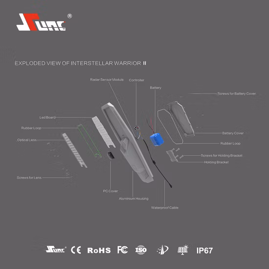 ISO9001 IP67 30W 40W 60watt 방수 야외 일체형 통합 LED 정원 거리 도로 패널 및 리튬 배터리가있는 태양 광 조명